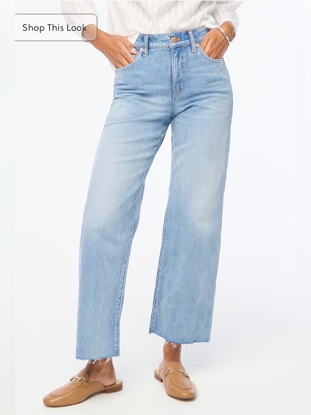 J. Crew Factory Tall Wide Leg Crop Jean in Light Blue, Size 28 Tall